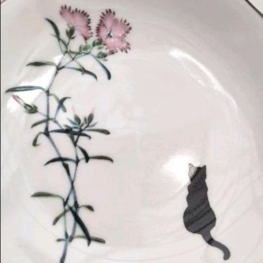 新品　九谷焼　13cm皿　猫　B