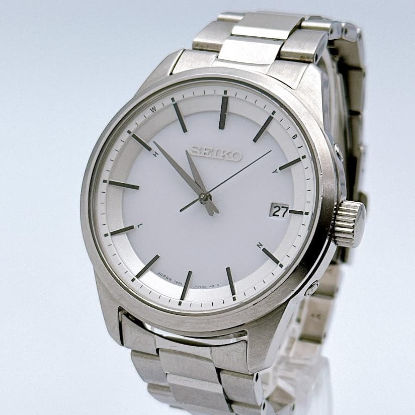 セイコー ソーラー電波 メンズ腕時計 ホワイト 7B24-0BR0 動作良好