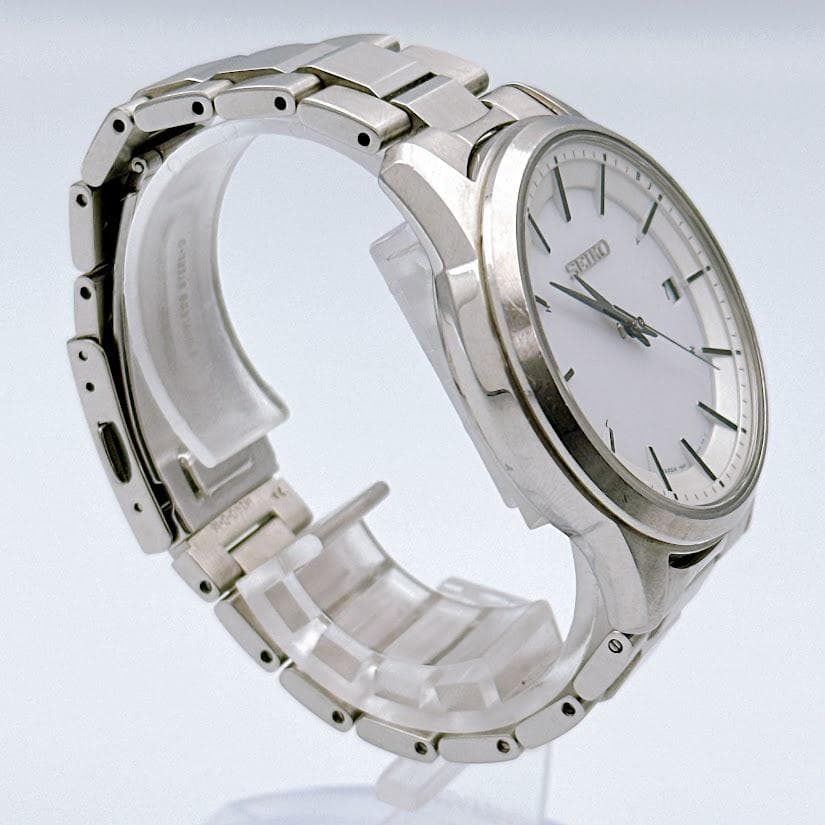 セイコー ソーラー電波 メンズ腕時計 ホワイト 7B24-0BR0 動作良好