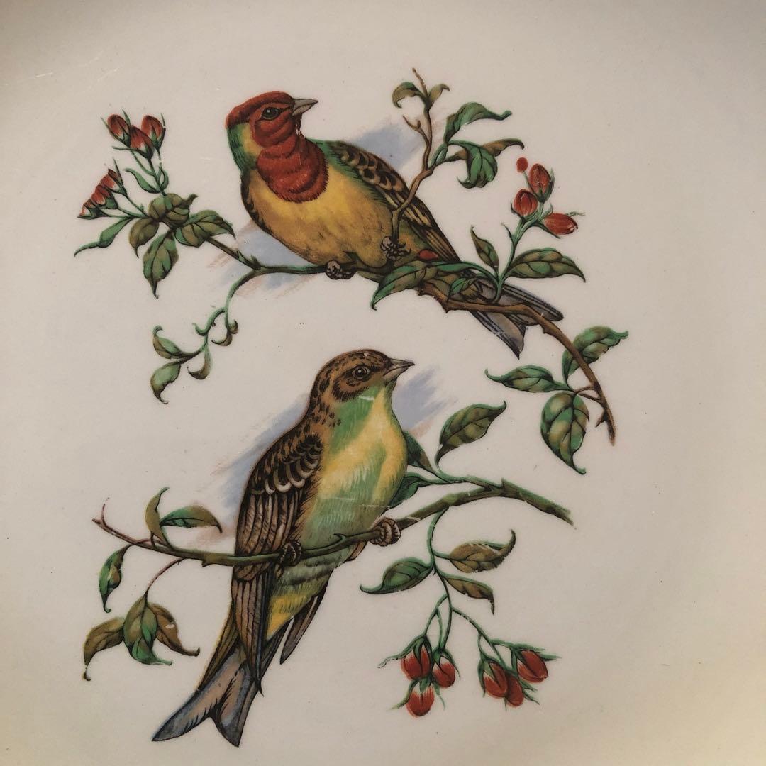 フランス　アンティーク　ヴィンテージ　リュネヴィル　大皿　花リム　鳥