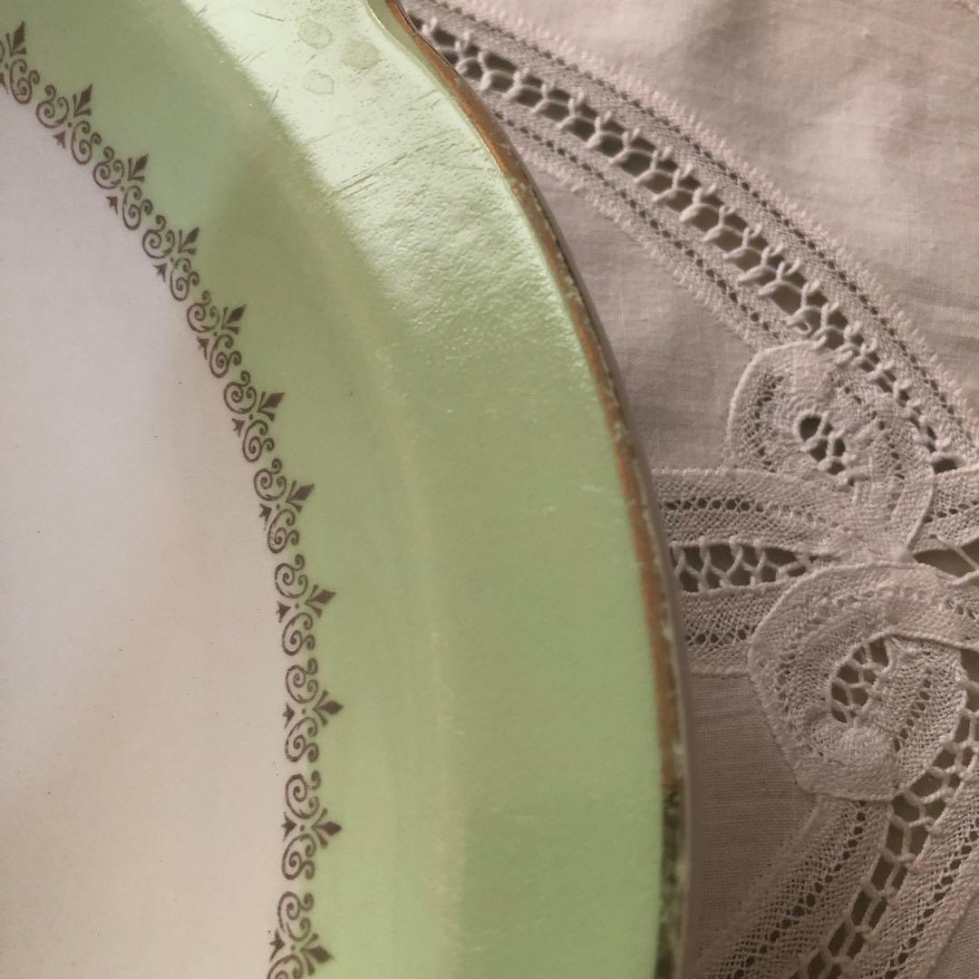 フランス　アンティーク　ヴィンテージ　リュネヴィル　大皿　花リム　鳥