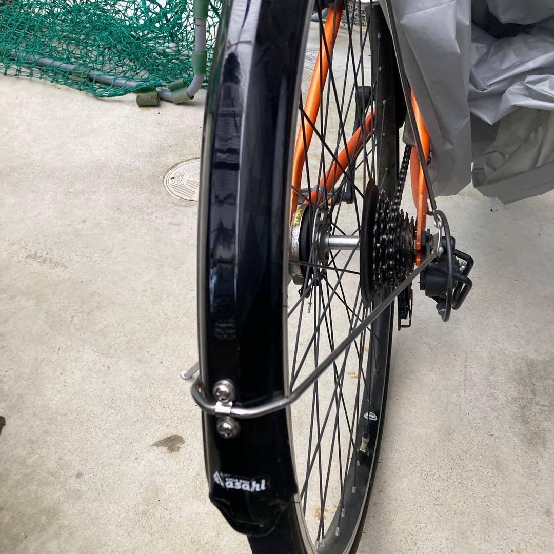 自転車　27インチ　オレンジ　変速あり