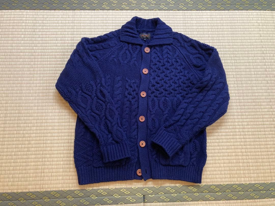 【たか】BEAMS PLUS ネイビー ケーブルニットカーディガン