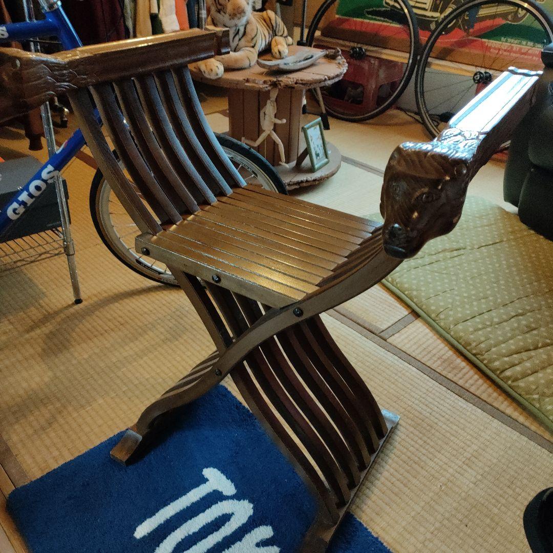 一点物！58000円購入！折りたたみチェア手作りインテリアアニマル 動物 犬トラ