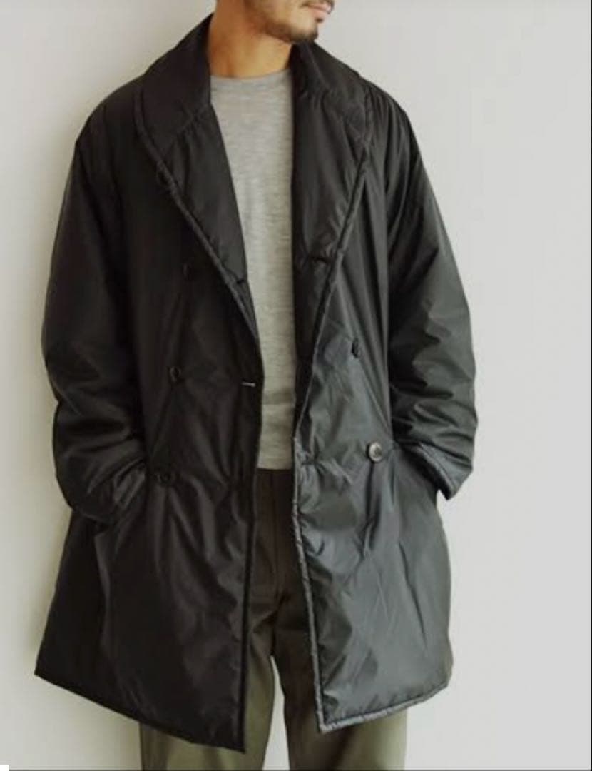 COMOLI 中綿ショールカラーコート