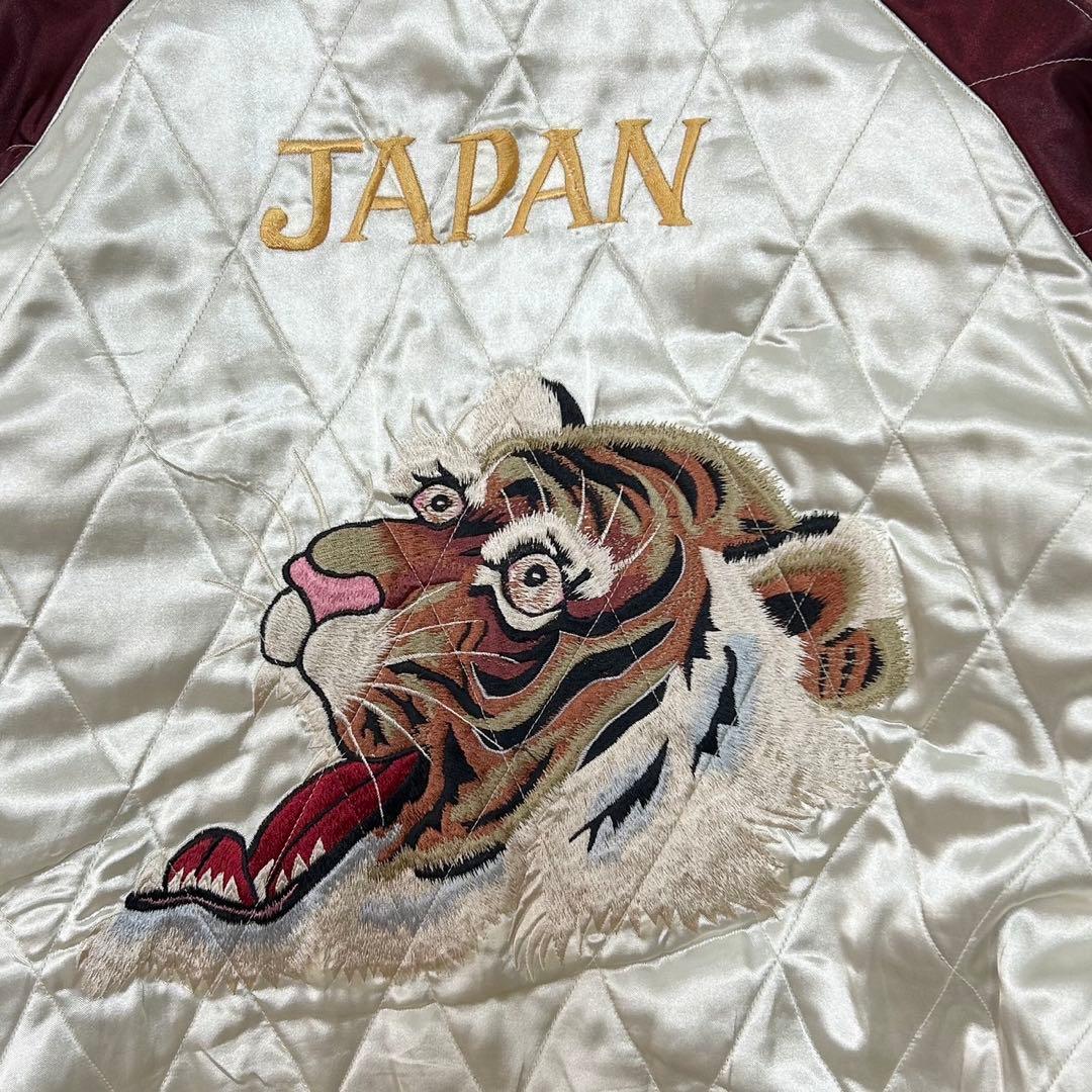 テーラー東洋 スーベニアジャケット サテン×サテンキルト 顔虎 日本地図 L