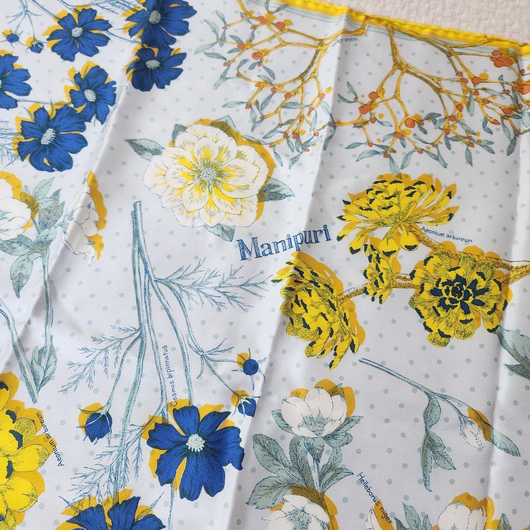 未使用タグ付き★manipuri マニプリ　スカーフ　シルク　絹　春夏　花