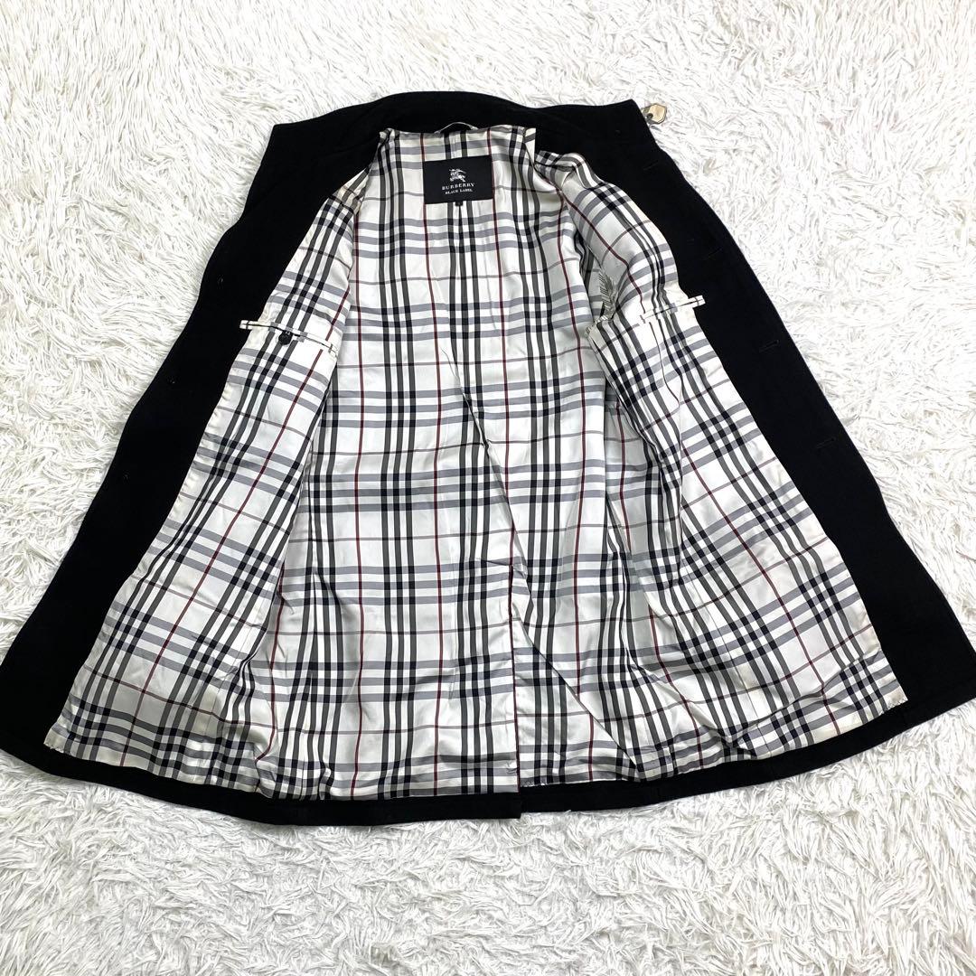 美品✨バーバリーブラックレーベル ステンカラーコート ノバチェック　黒　L
