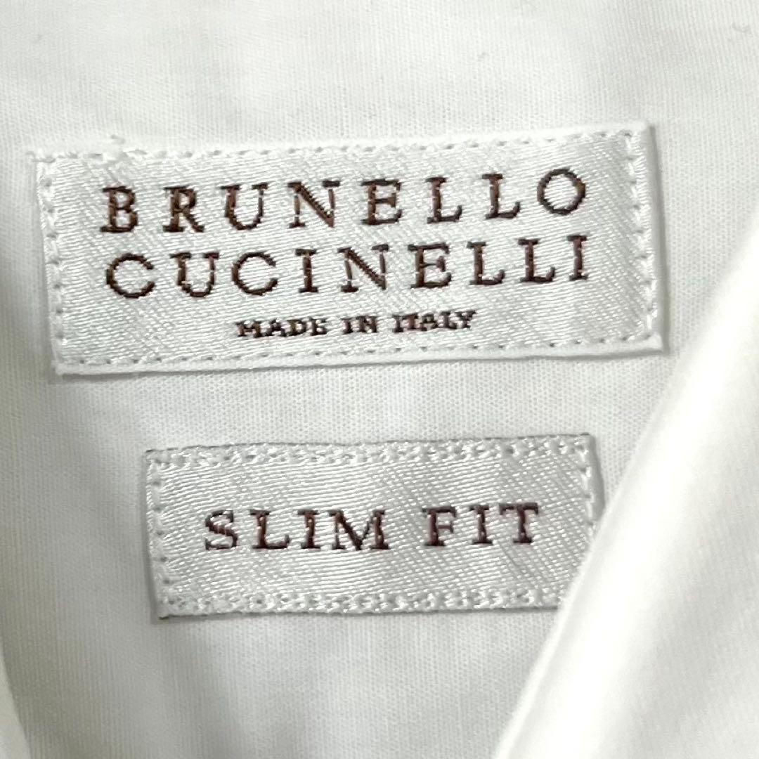 ブルネロクチネリ ボタンダウンシャツ 長袖 白 ホワイト SLIM FIT