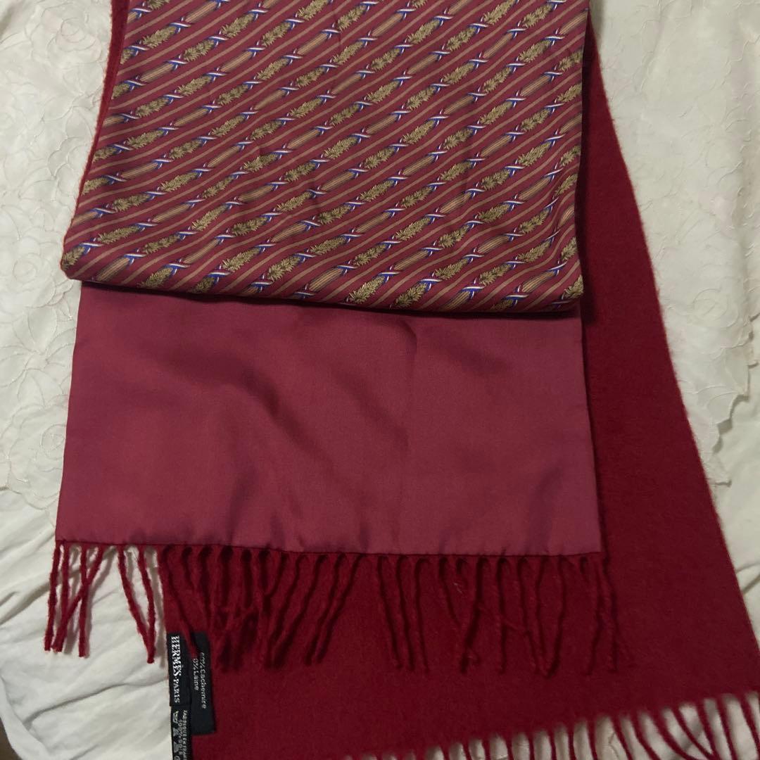 エルメス マフラー シルク カシミヤ ウール リバーシブル