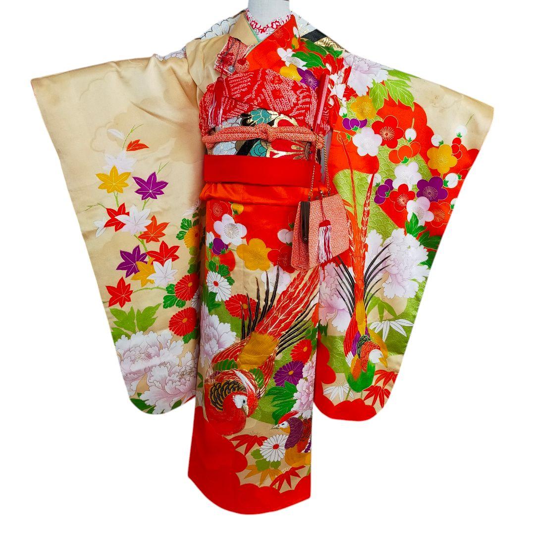 七五三 7歳 女の子 セット 着物 正絹 0723 金駒刺繍 刺繍 キンケイ