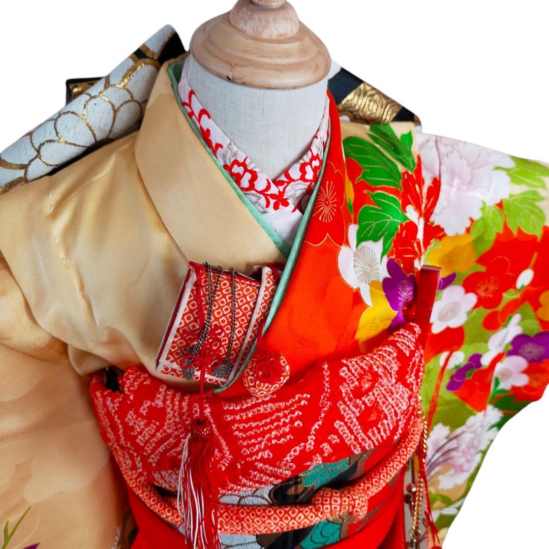 七五三 7歳 女の子 セット 着物 正絹 0723 金駒刺繍 刺繍 キンケイ