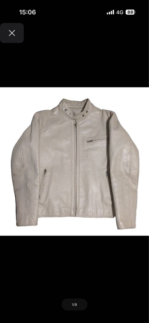 ホーンワークス　アイボリーシングルライダースジャケット