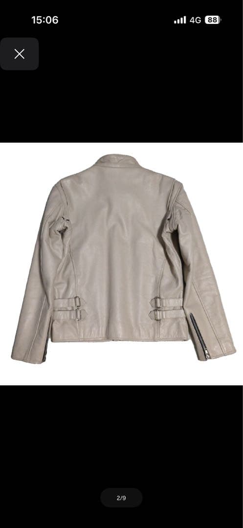 ホーンワークス　アイボリーシングルライダースジャケット