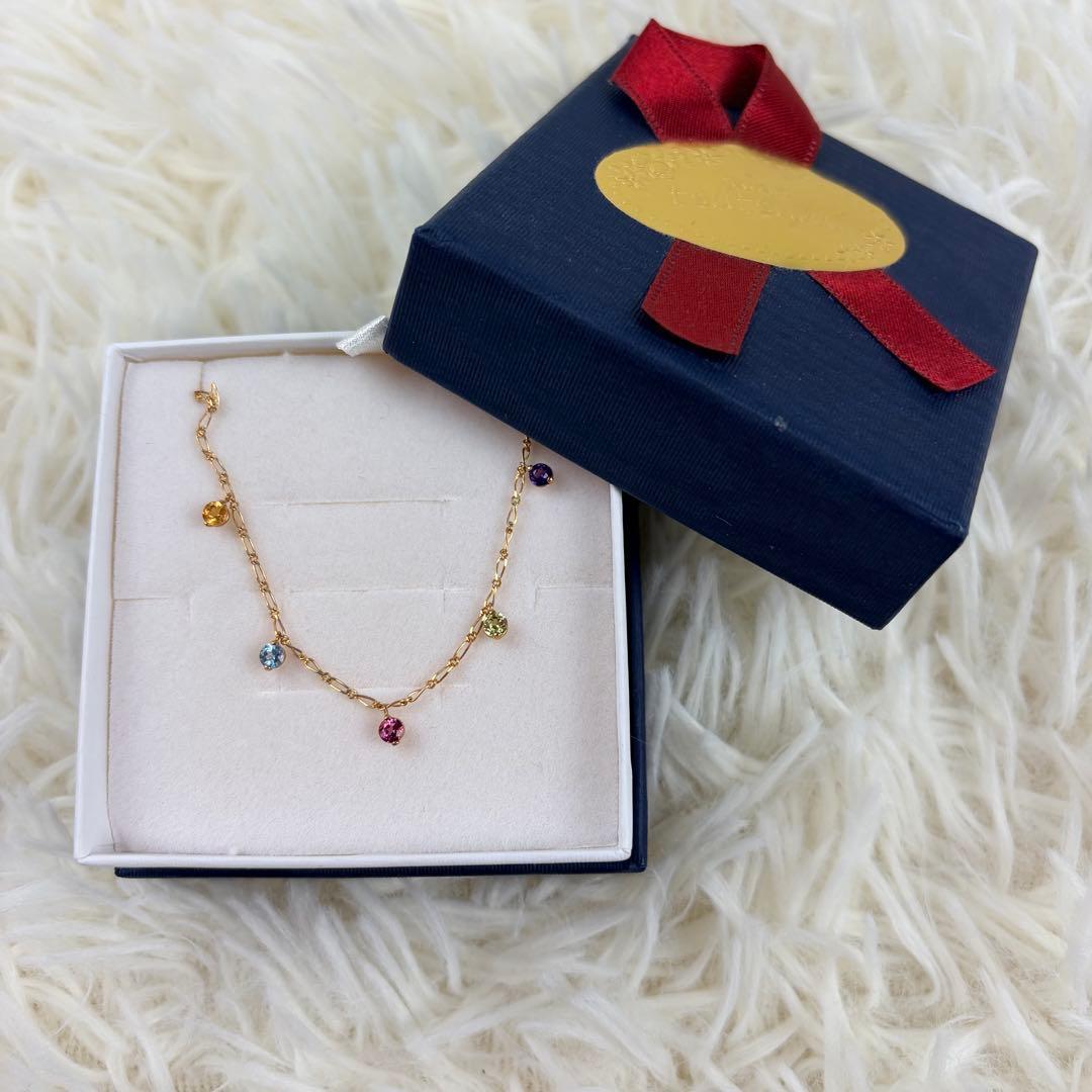 【美品】ツツミ　カラフルストーン　ゴールド k10　ブレスレット　天然石