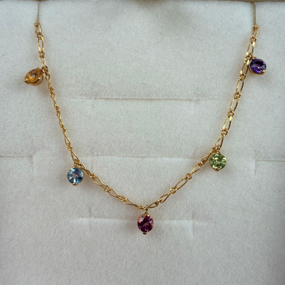 【美品】ツツミ　カラフルストーン　ゴールド k10　ブレスレット　天然石