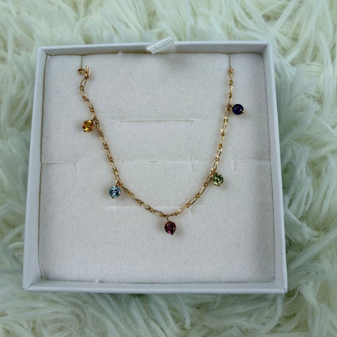 【美品】ツツミ　カラフルストーン　ゴールド k10　ブレスレット　天然石