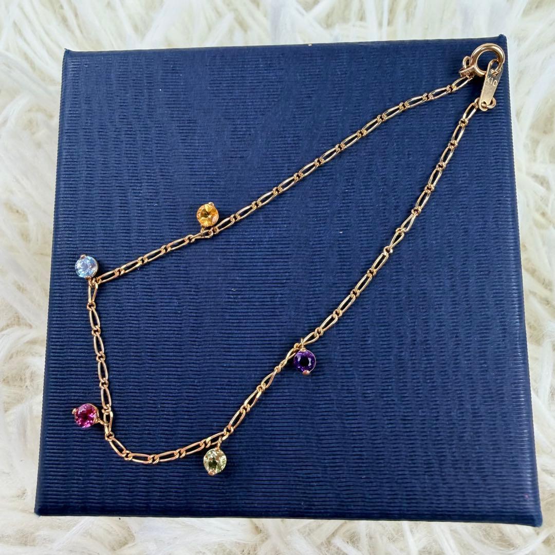 【美品】ツツミ　カラフルストーン　ゴールド k10　ブレスレット　天然石