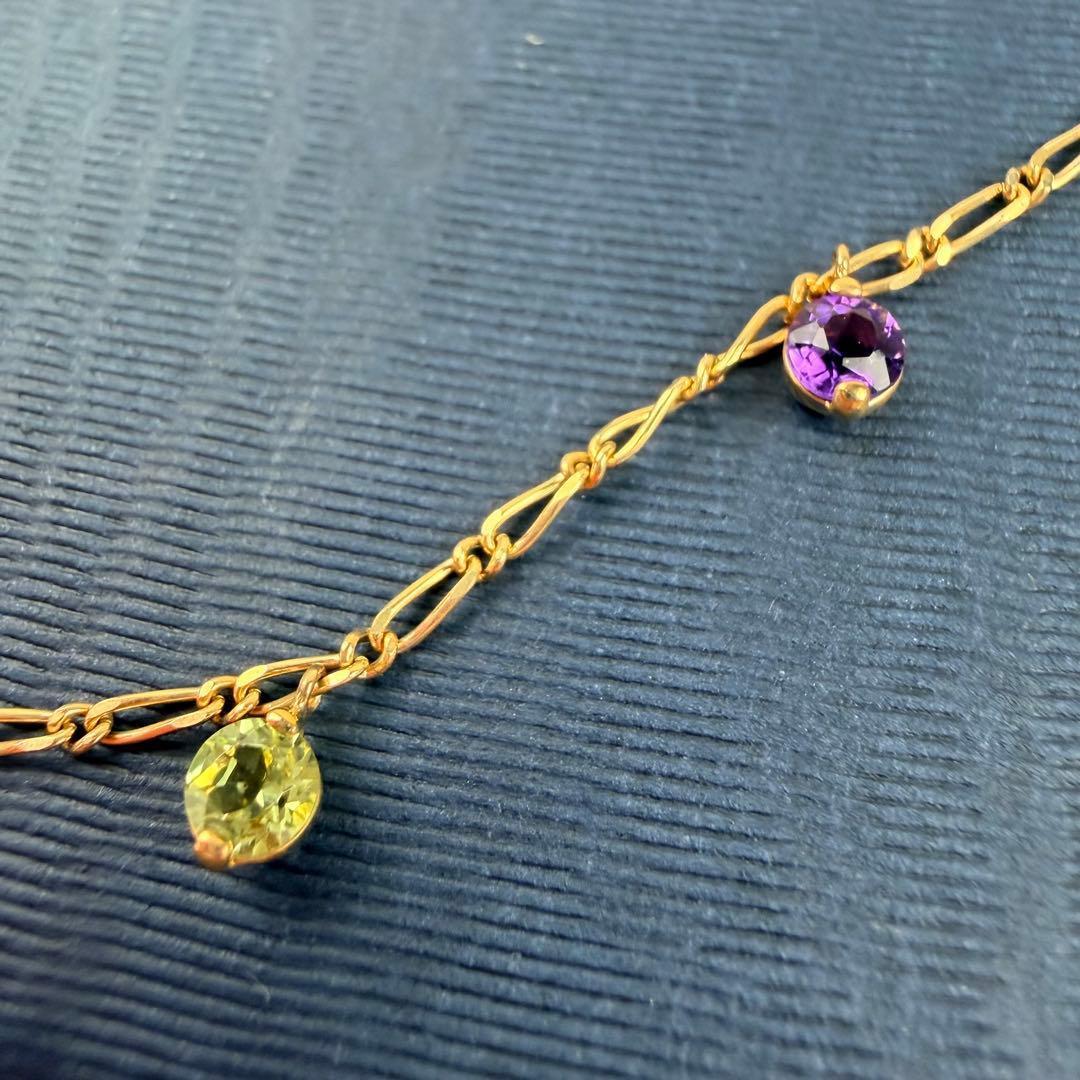 【美品】ツツミ　カラフルストーン　ゴールド k10　ブレスレット　天然石