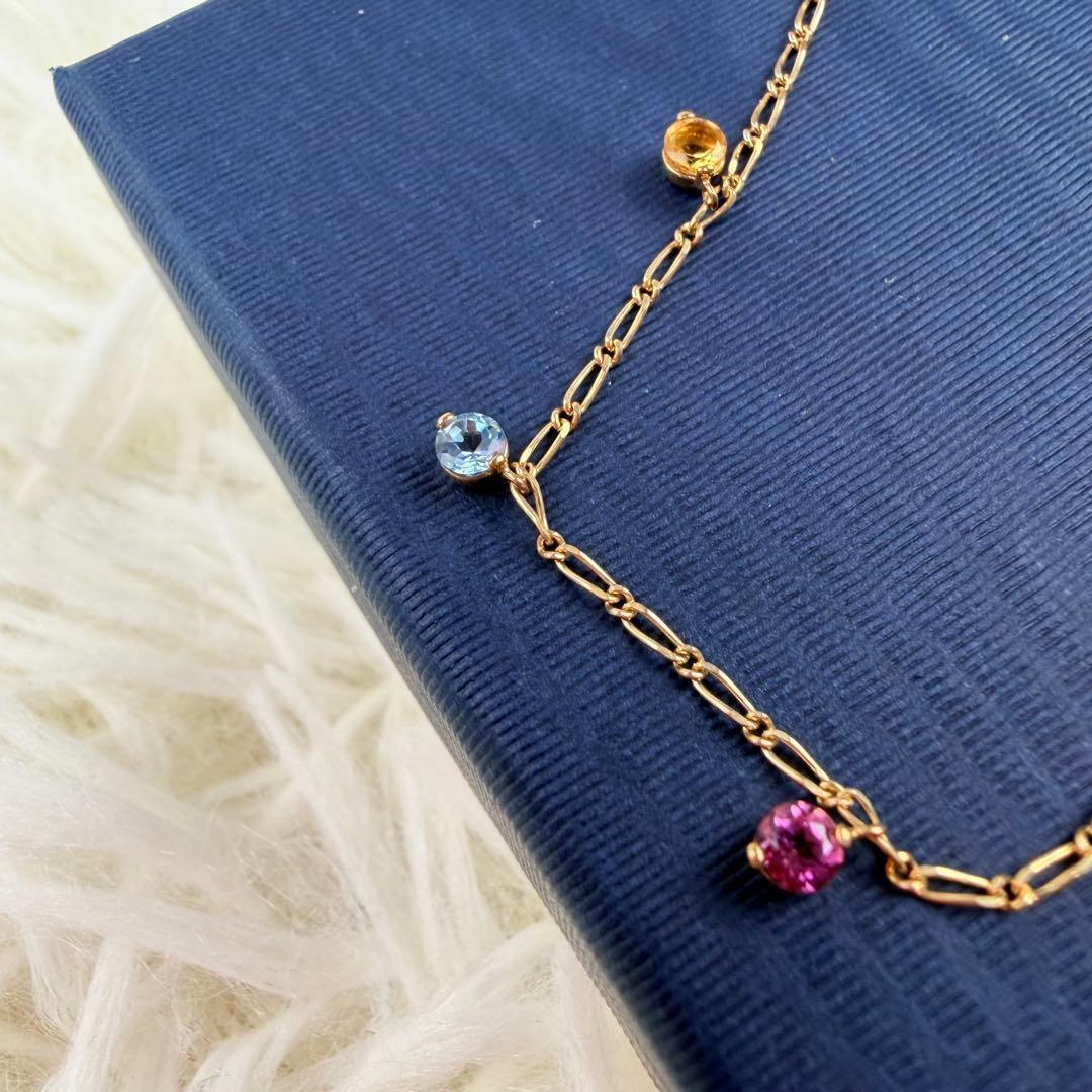 【美品】ツツミ　カラフルストーン　ゴールド k10　ブレスレット　天然石