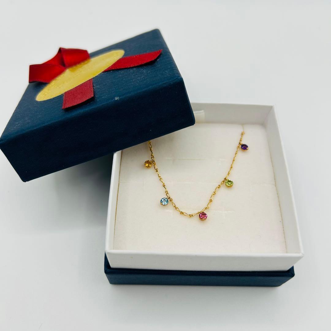 【美品】ツツミ　カラフルストーン　ゴールド k10　ブレスレット　天然石