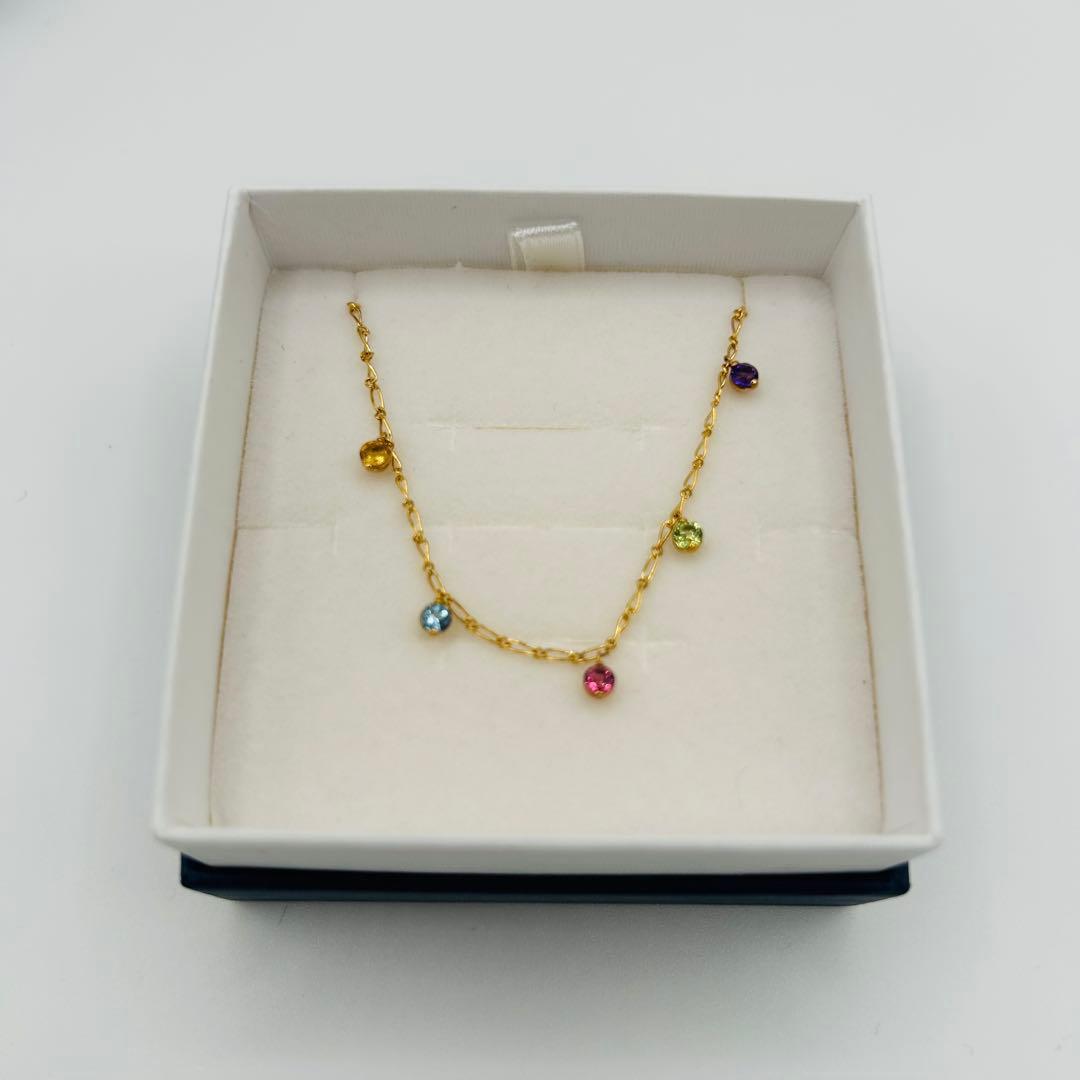 【美品】ツツミ　カラフルストーン　ゴールド k10　ブレスレット　天然石