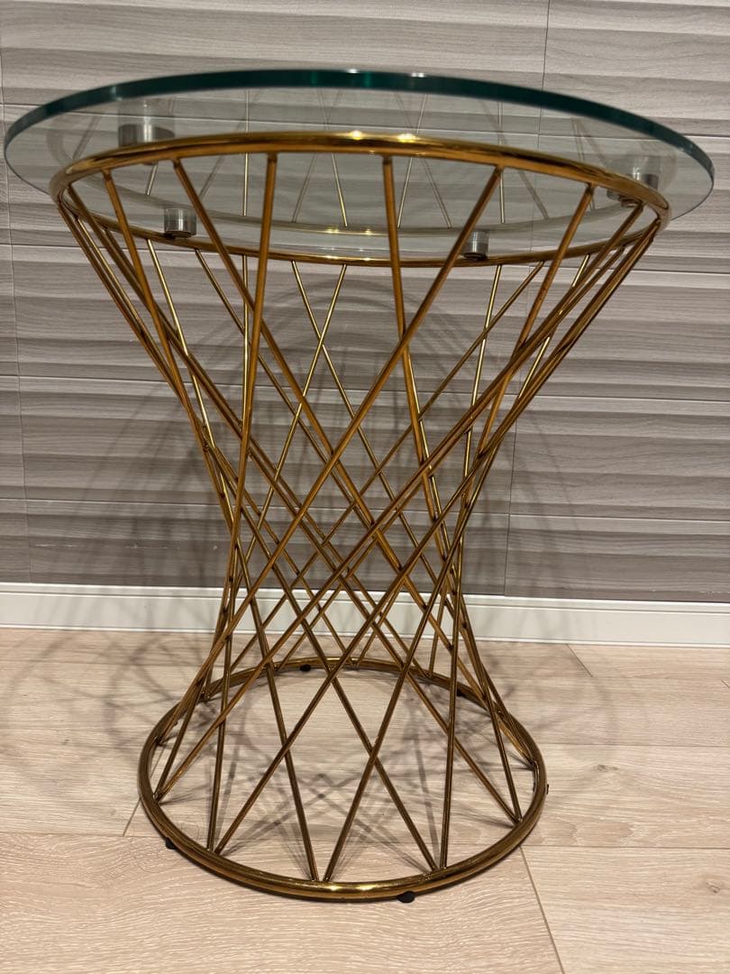 【美品】Francfrancマリア サイドテーブル クリア×ゴールド