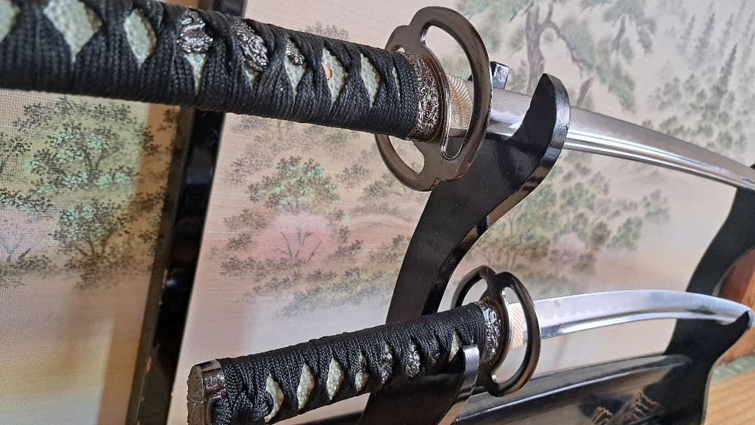 【値下げ】金属製 模造刀 宮本武蔵モデル 大小セット 二天一流