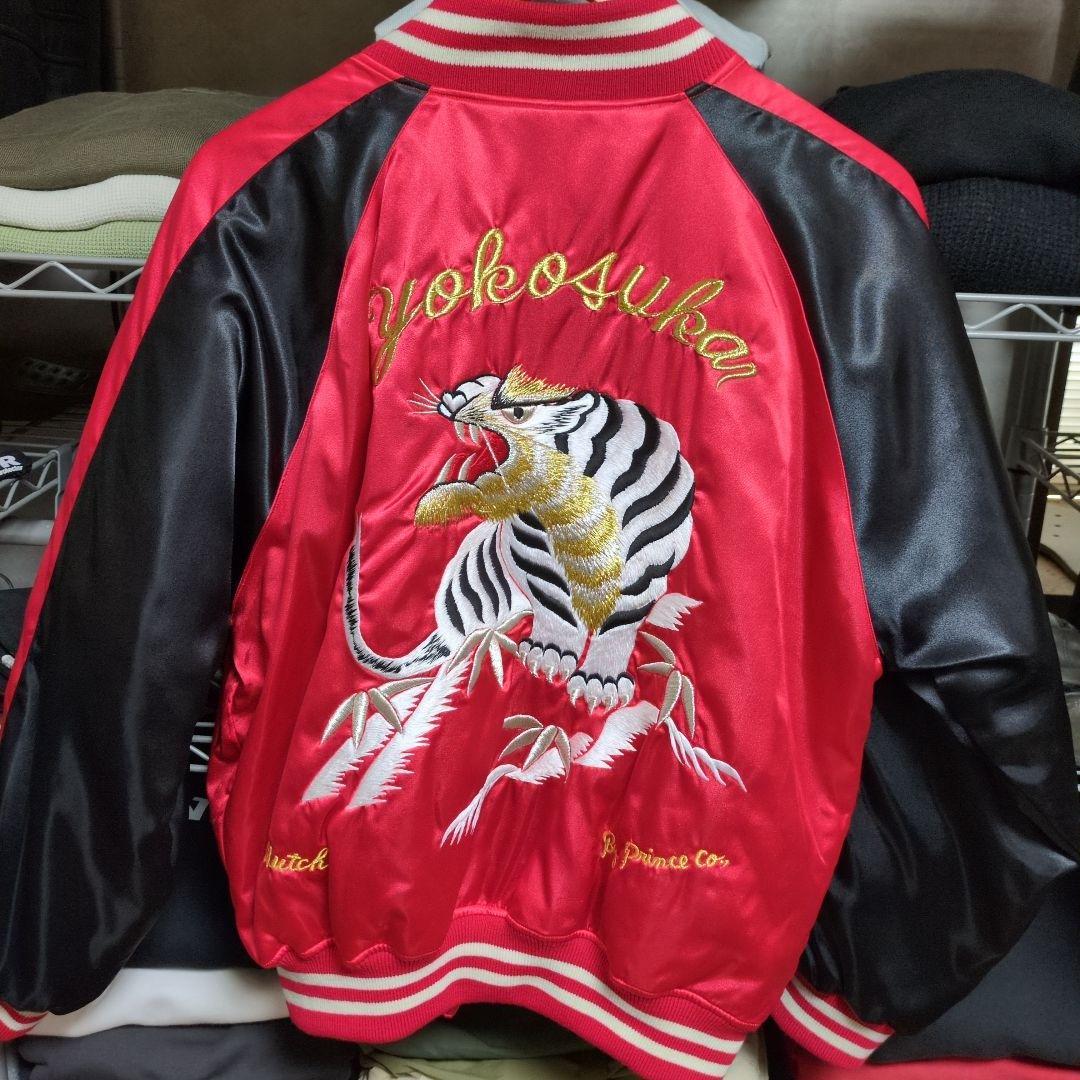 ち*屋様 横須賀 スカジャン 赤 サテン