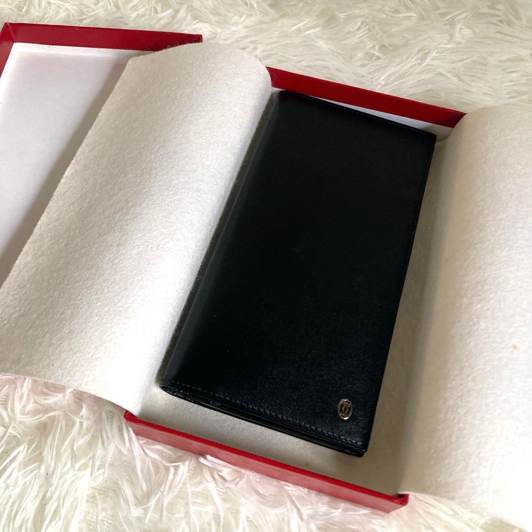 【新品・未使用品】Cartierカルティエ　メンズ二つ折り長財布レザー　ブラック