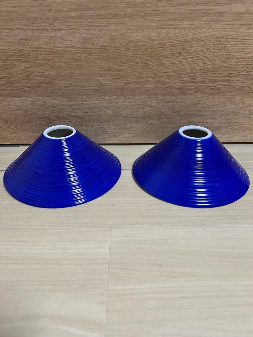 ランプシェード 電笠 ブルー インディゴ 磁器 モダン レトロ 2個セット