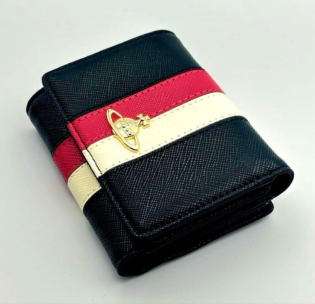 【♡新品♡】Vivienne Westwood 三つ折り財布 黒 トリコロール柄