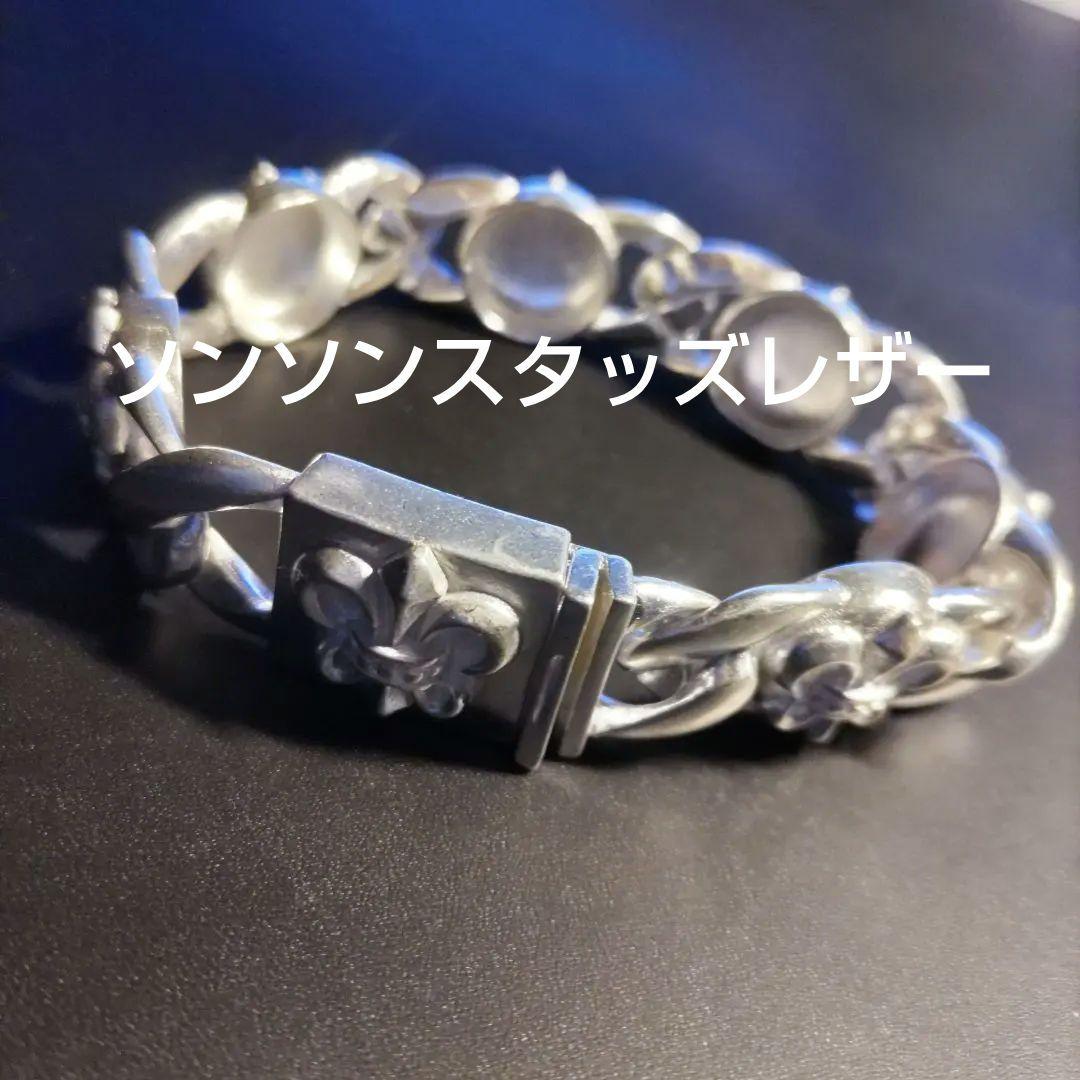 百合紋章シルバーチェーンブレスレットS925刻印あり