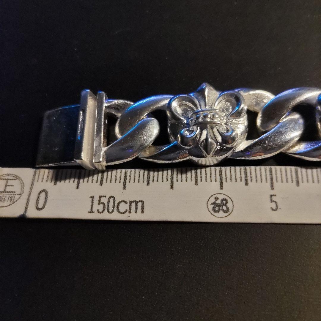 百合紋章シルバーチェーンブレスレットS925刻印あり