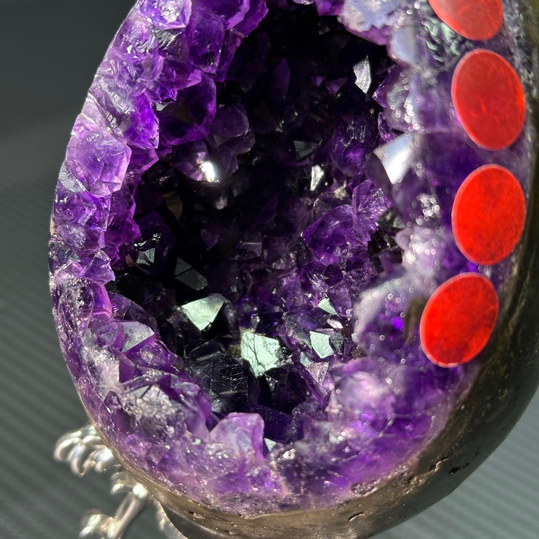 【高品質】天然石 アメジストの龍卵　ドーム　置物G.299