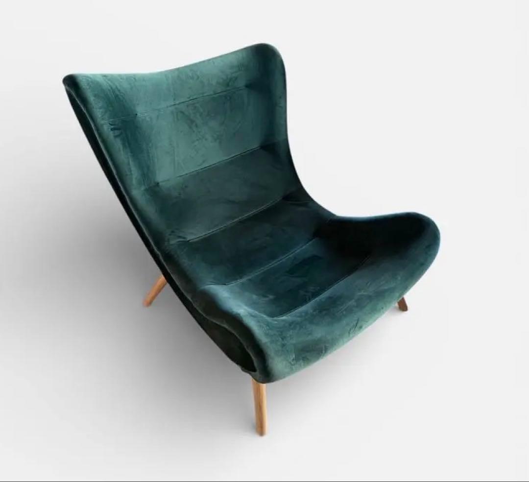 CAGUUU ハイバッククッションソファ グリーン ラウンジチェア