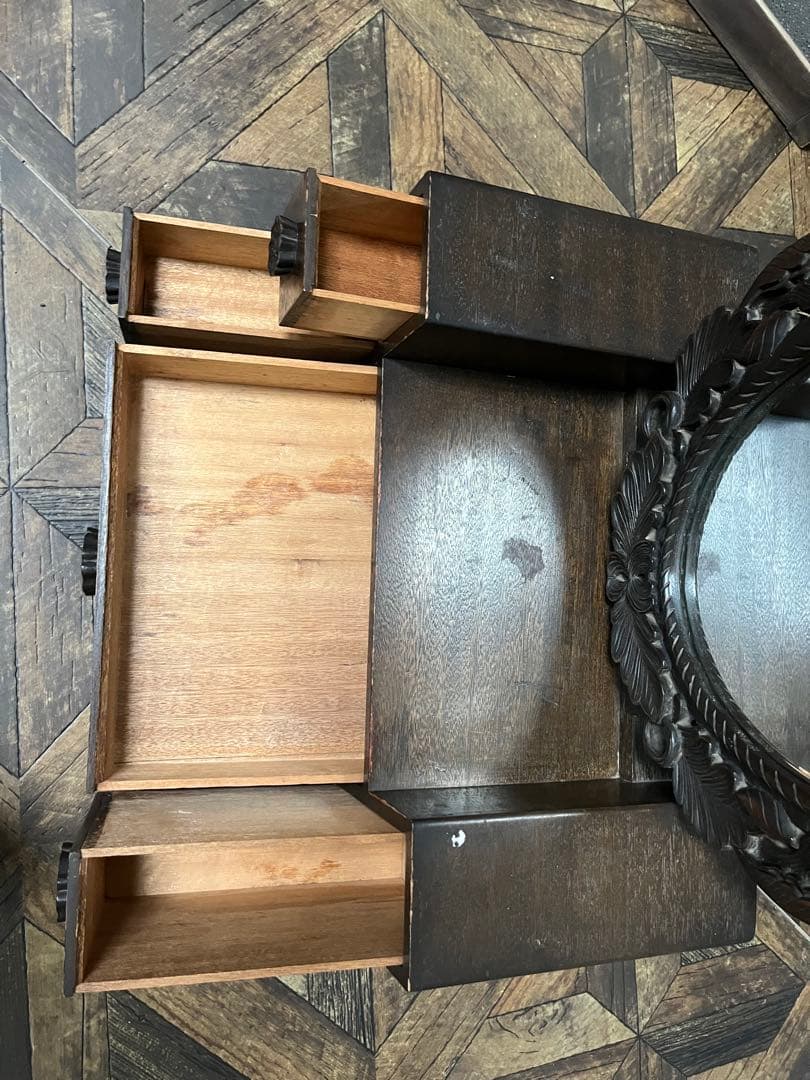 ミラー ドレッサー 鏡台 インテリア アンティーク 昭和レトロ 大正ロマン 木彫