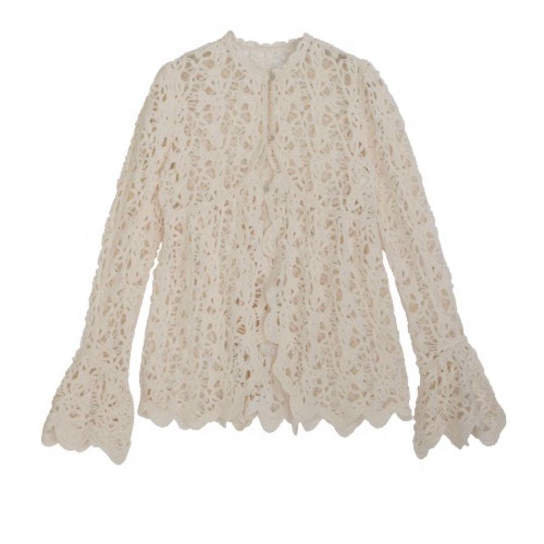 トップス UND VELOUR LACE PEPLUM KNIT TOP