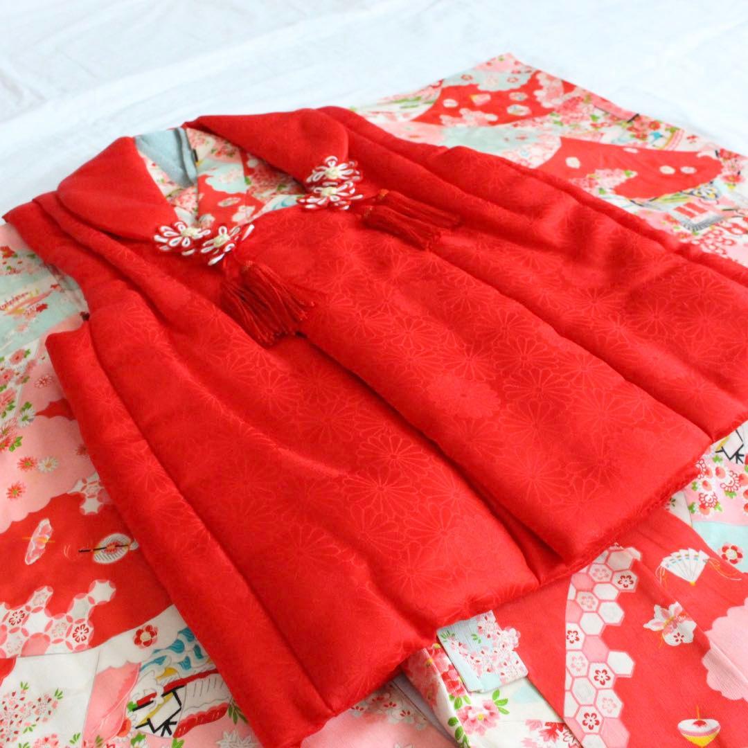 七五三 3歳 女の子 子ども アンティーク 正絹 着物 被布 セット