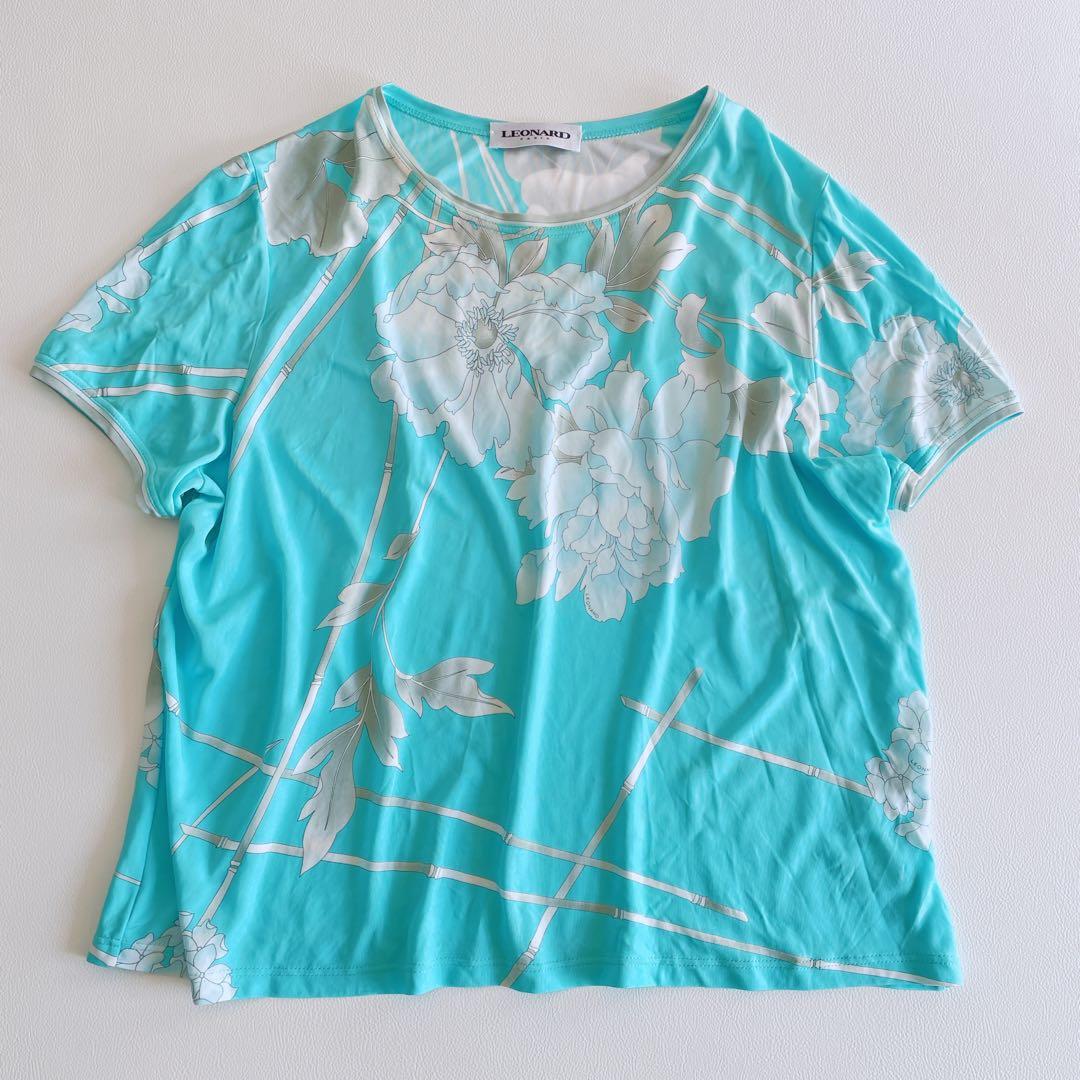 美品✨LEONARD レオナール トップス　半袖　ドルマン　レーヨン　花柄