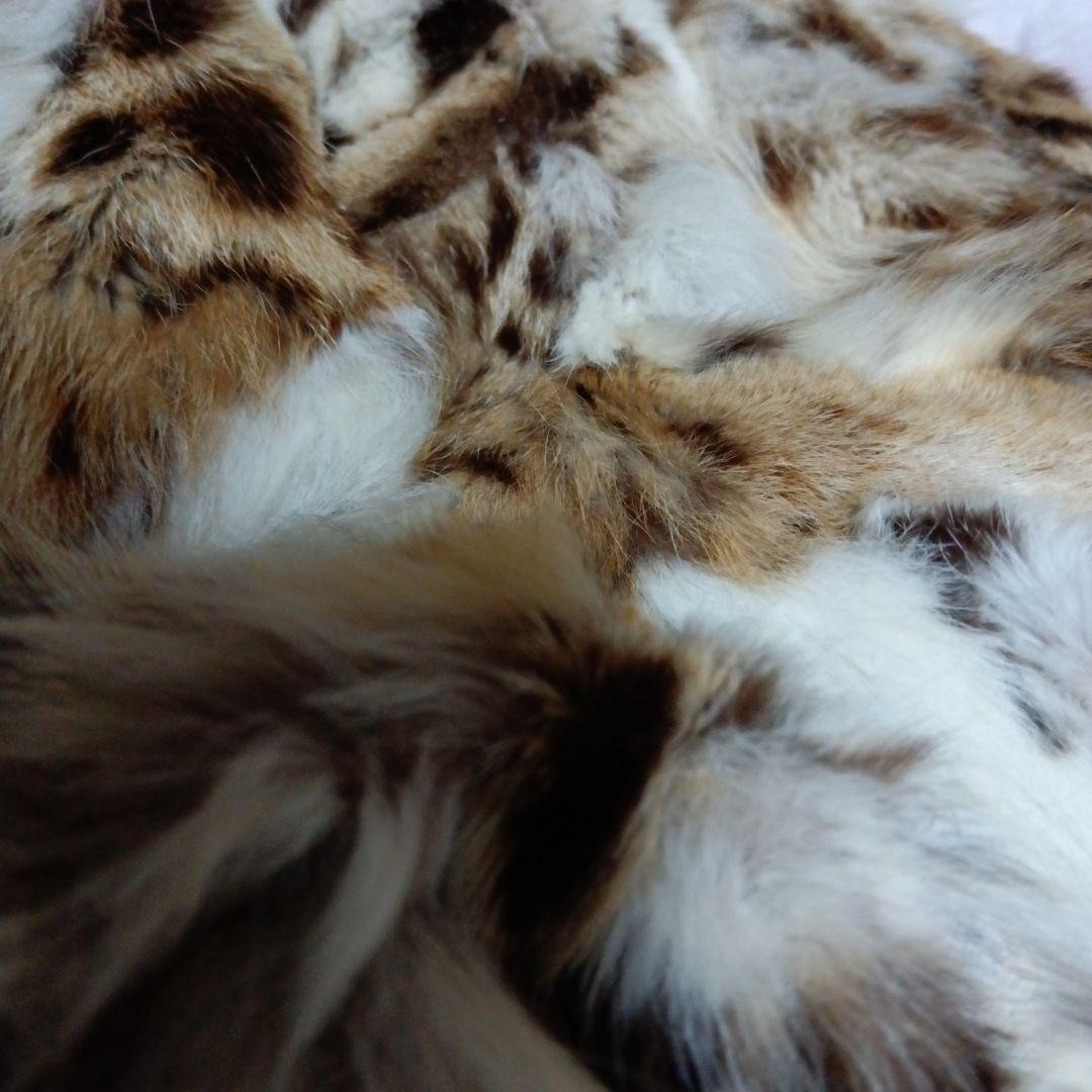 白とベージュの山猫の柄のロングコートでございます。