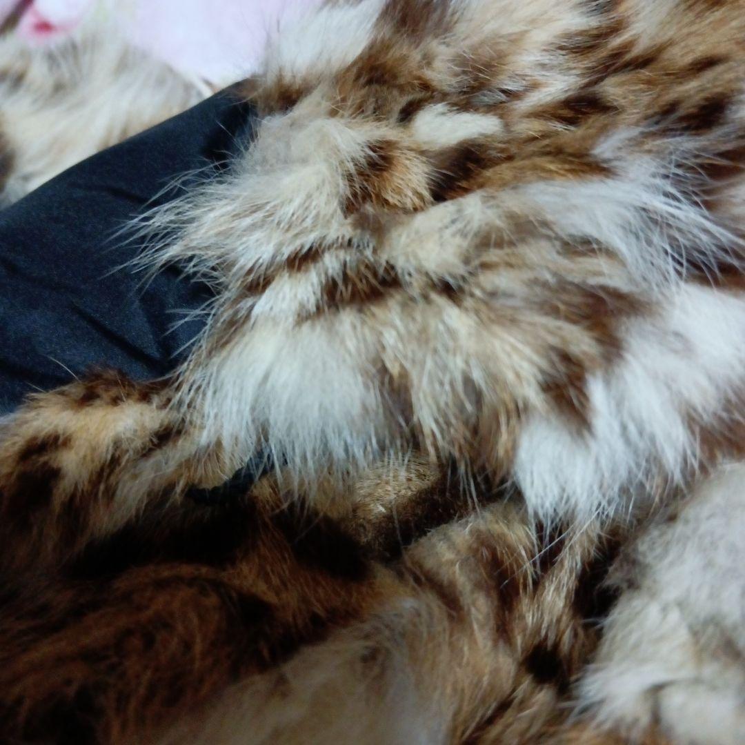 白とベージュの山猫の柄のロングコートでございます。