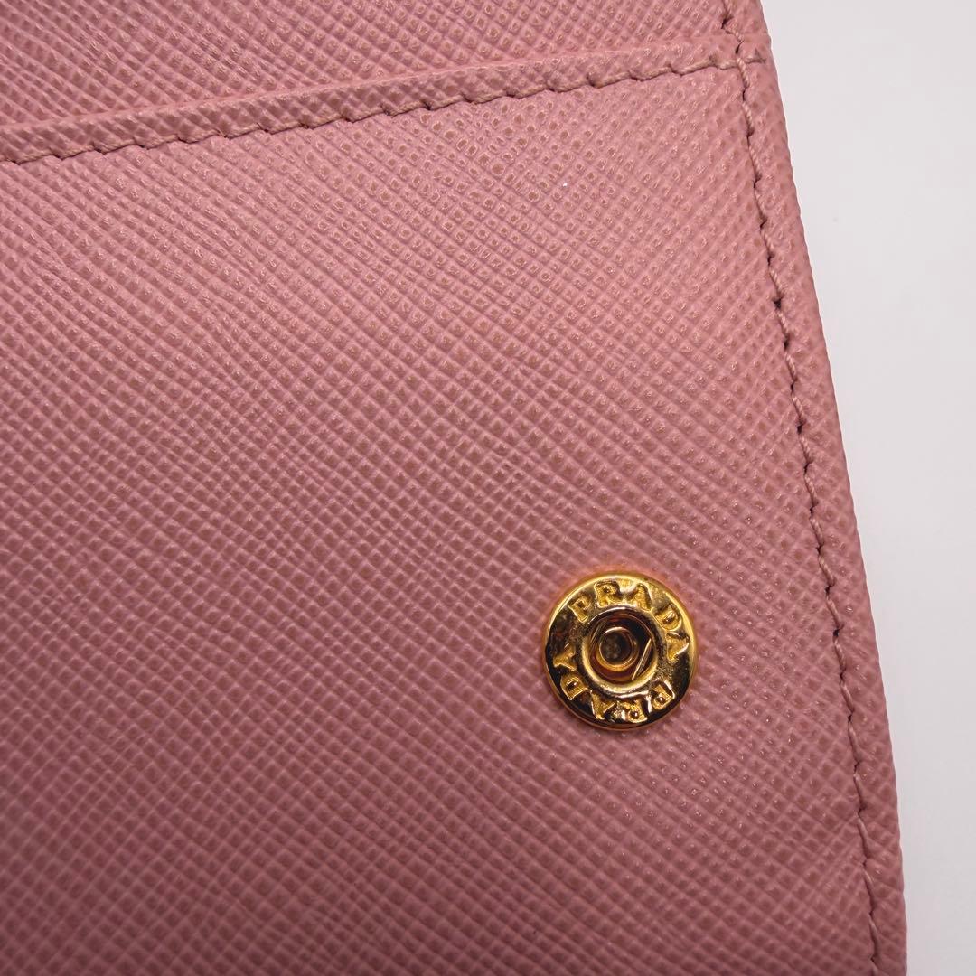 PRADA サフィアーノ 長財布 ピンク ゴールド金具 箱・カード付 メタル