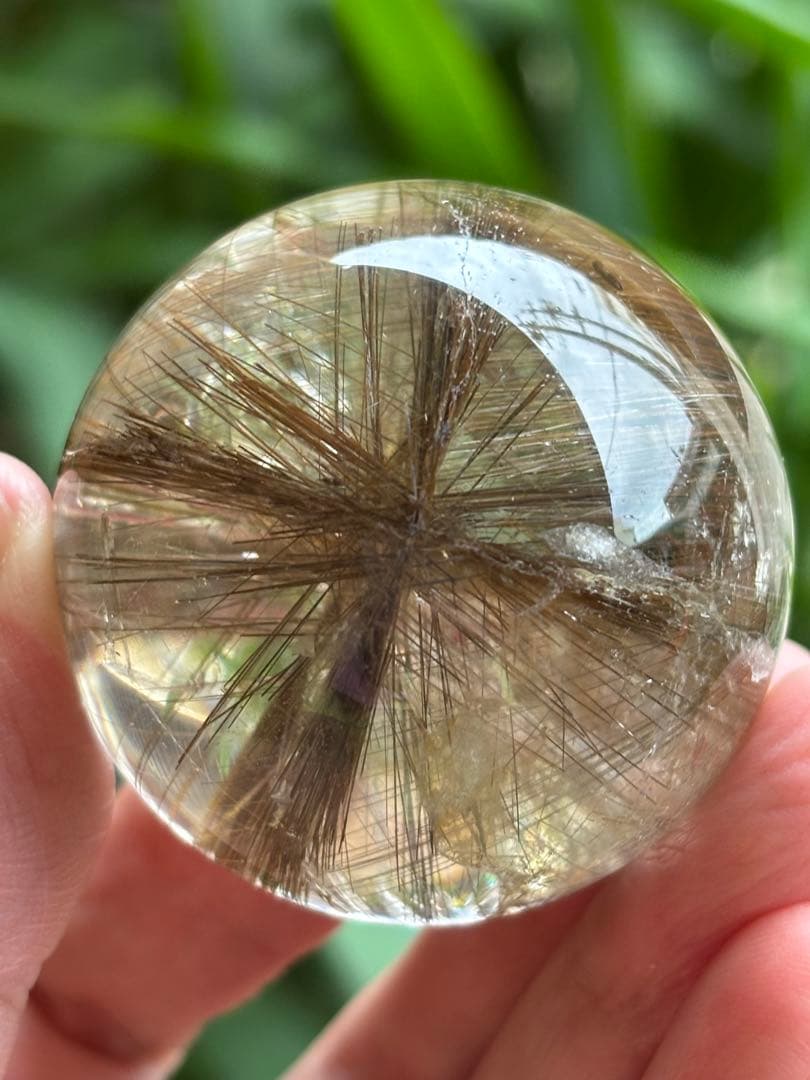 デビルルチルクォーツスフィア　ゴールドルチル&シルバールチル共生　4.73cm