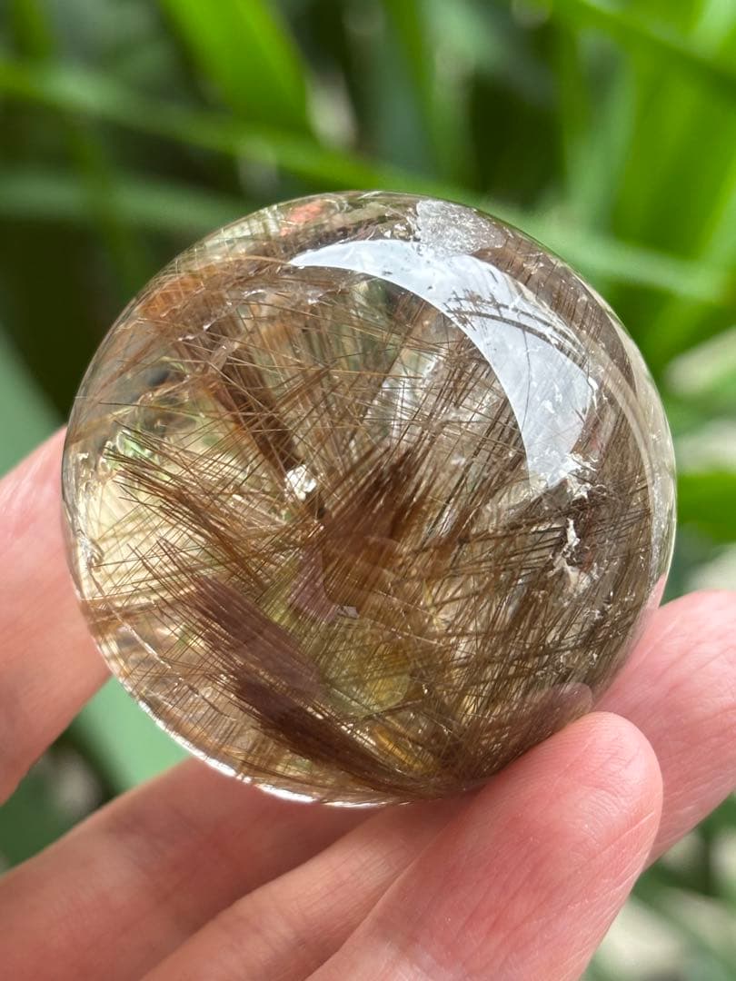 デビルルチルクォーツスフィア　ゴールドルチル&シルバールチル共生　4.73cm