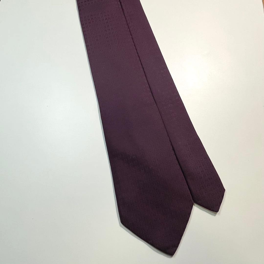 ✨美品✨HERMES エルメス　ネクタイ　高級シルク　H柄 総柄　パープル系