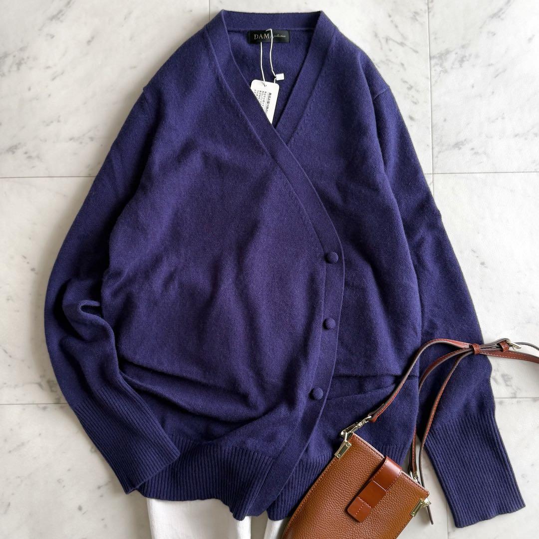 新品 ダーマコレクション LLサイズ カシミヤ100% vネックニット◆紫
