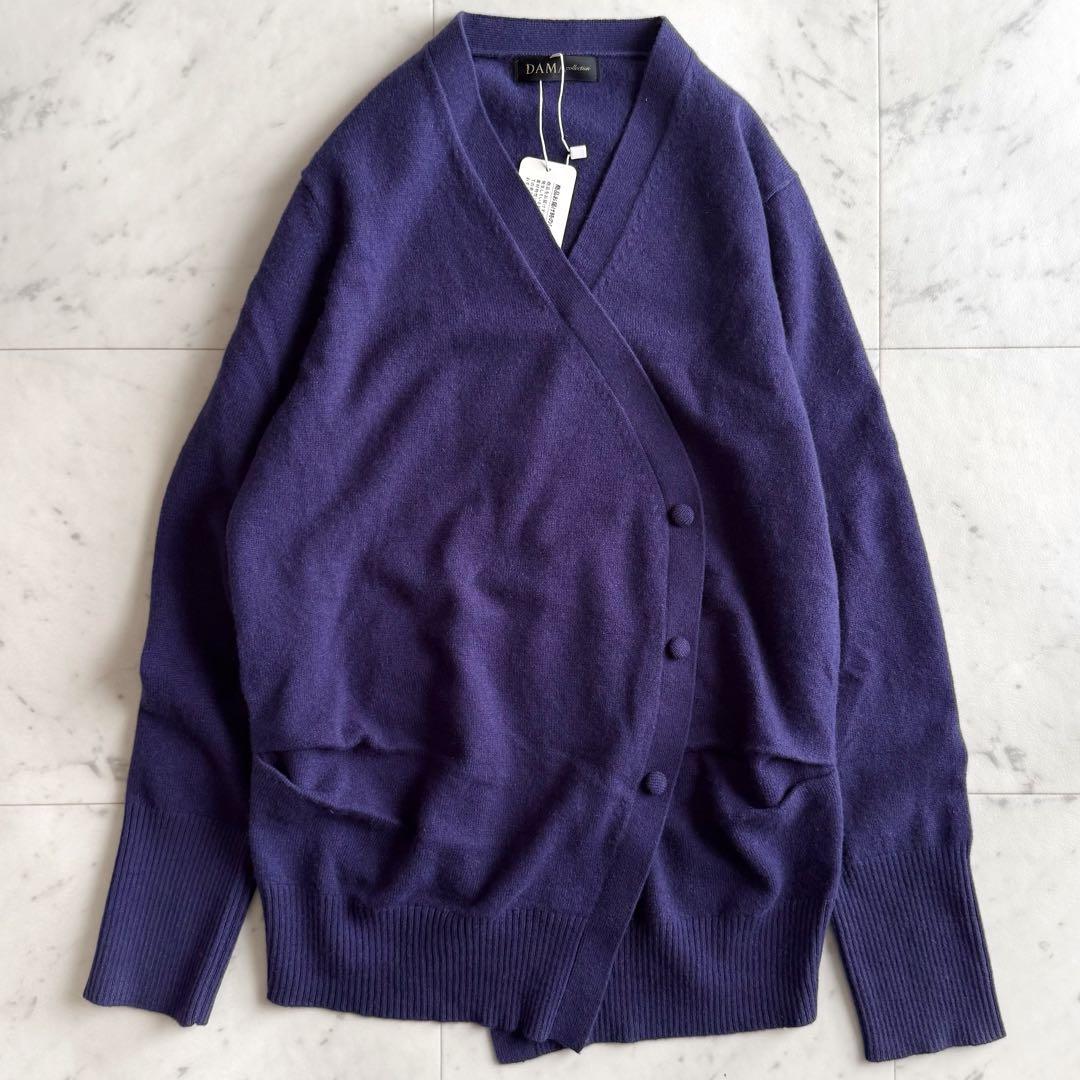 新品 ダーマコレクション LLサイズ カシミヤ100% vネックニット◆紫