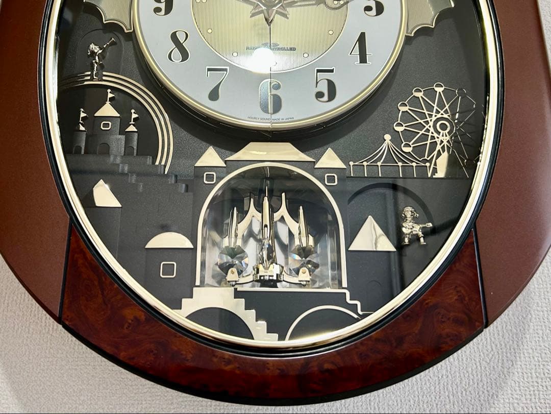 リズム時計　電波からくり時計　 パルタージュ　スワロフスキー　正常稼働品