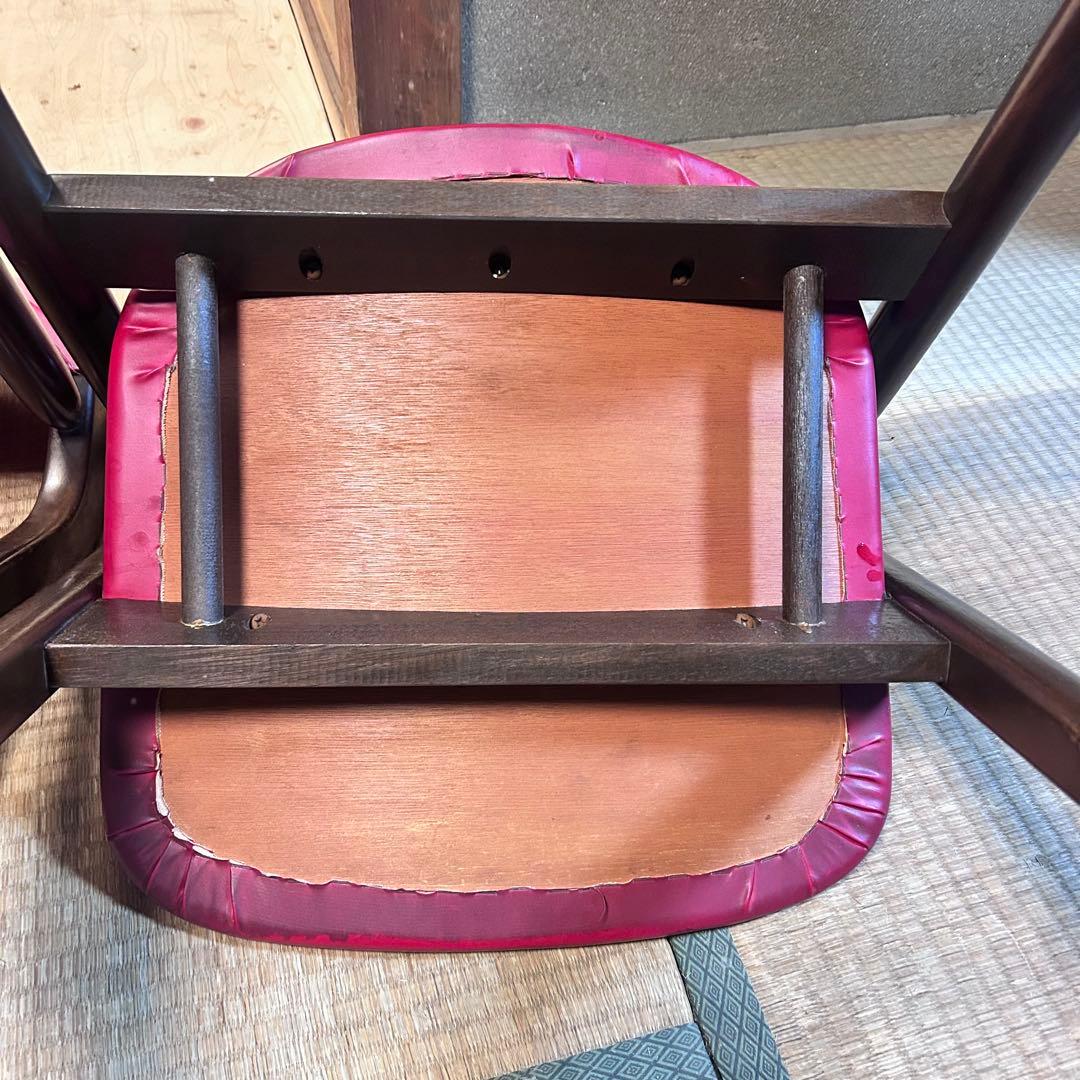 辻木工　曲木チェア 2脚セット 赤 レッド 木製 ダイニングチェア